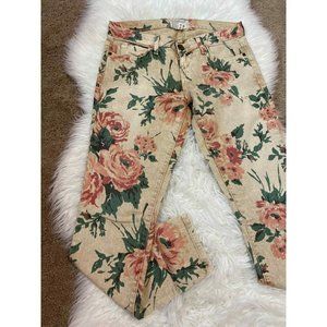 Current/Elliot Women's Skinny Cropped Jeans Floral Pattern Size 29